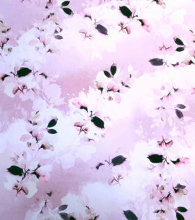 Digital Printed Duchess Satin - Floral - Dusty Pink