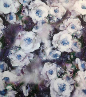 Digital Printed Duchess Satin - Floral - Grape