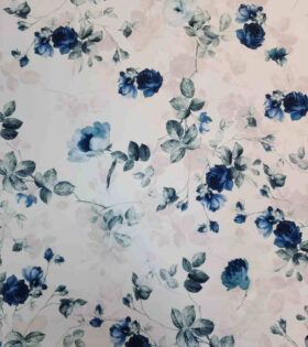 Digital Printed Duchess Satin - Floral - Navy Blue