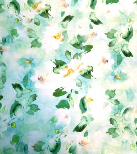 Digital Printed Duchess Satin - Floral - Mint