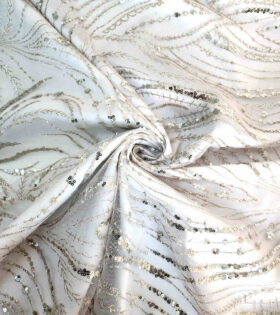 Teardrop Sugar Metallic Evening Tulle - Stone