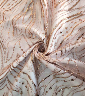 Teardrop Sugar Metallic Evening Tulle - Peach