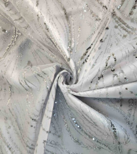 Teardrop Sugar Metallic Evening Tulle - Silver