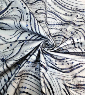 Teardrop Sugar Metallic Evening Tulle - Navy Blue
