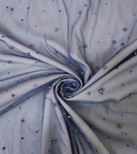 Pearl & Swarovski Tulle - Steelblue