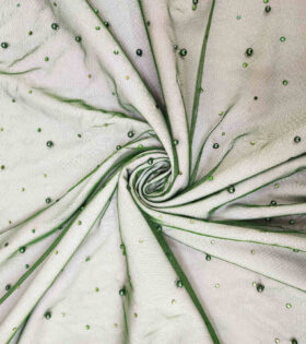 Pearl & Swarovski Tulle - Emerald Green