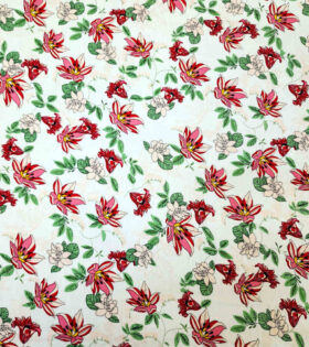 Rayon Challis - Floral - White