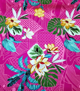 Rayon Challis - Floral - Cerise Pink