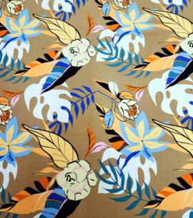 Rayon Challis - Floral - Stone