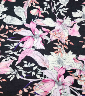 Crinkle Knit - Floral - Black