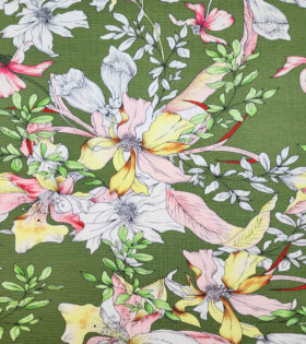 Crinkle Knit - Floral - Apple Green