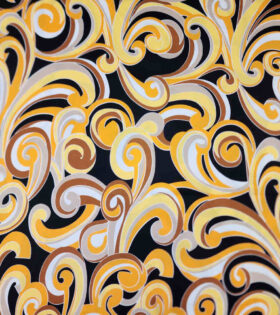 Printed Dull Satin - Abstract - Mustard