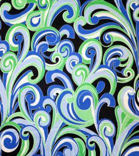Printed Dull Satin - Abstract - Blue