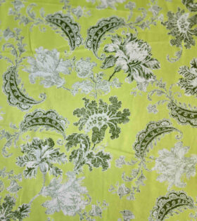 Printed Dull Satin - Floral - Lime