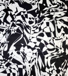 Printed Dull Satin - Abstract - Black