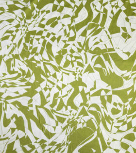 Printed Dull Satin - Abstract - Olive