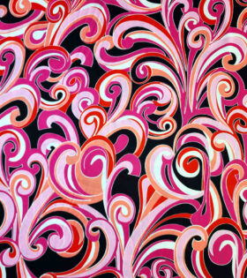 Printed Dull Satin - Abstract - Baby Pink
