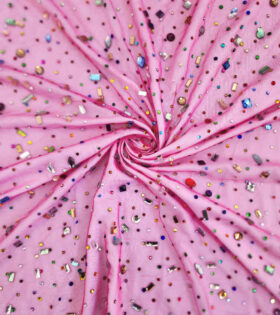 Rhinestone Tulle - Cerise Pink