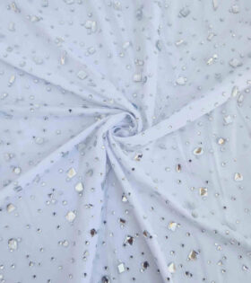 Rhinestone Tulle - White
