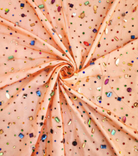 Rhinestone Tulle - Orange