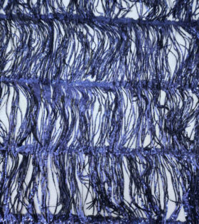 Sequins Fringe Tulle - Navy Blue