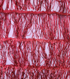 Sequins Fringe Tulle - Red