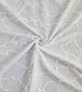 Handwork Embroidered Tulle - White