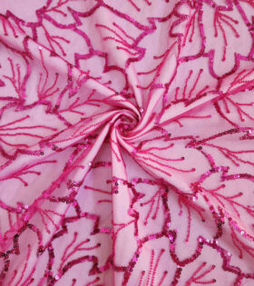 Handwork Embroidered Tulle - Cerise Pink
