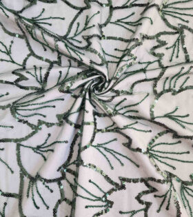 Handwork Embroidered Tulle - Bottle Green
