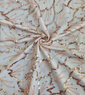 Handwork Embroidered Tulle - Peach