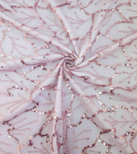 Handwork Embroidered Tulle - Dusty Pink