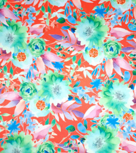 Digital Printed Duchess Satin - Floral - Orange