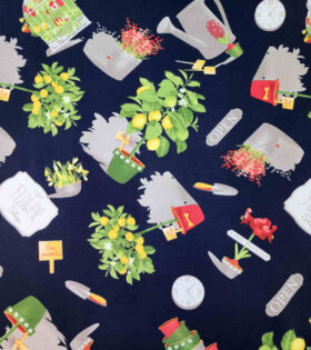 Printed Mini-Matt - Lemon Tree - Navy Blue