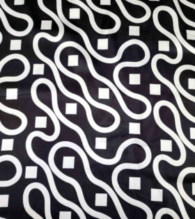 Printed Chameuse Satin - Abstract - Black