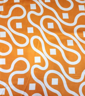 Printed Chameuse Satin - Abstract - Orange