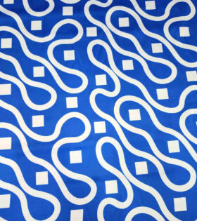 Printed Chameuse Satin - Abstract - Royal Blue