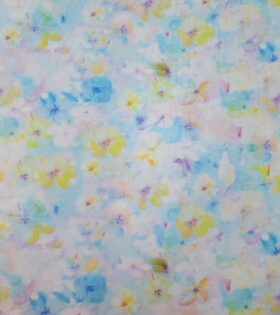 Printed Power Mesh - Floral - Sky Blue