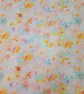 Printed Power Mesh - Floral - Peach