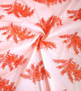 Corded Sequins Tulle - Orange