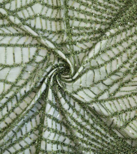 Crystal Beaded Tulle - Olive