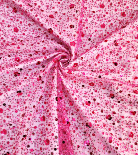 French Beaded Spankle Tulle - Cerise Pink