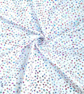 Glitzy Multi-color Sequins Tulle - White