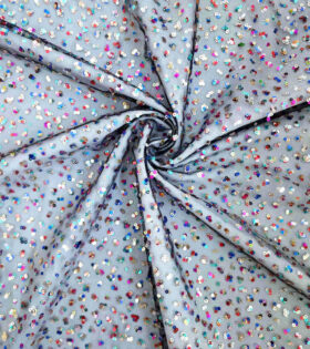 Glitzy Multi-color Sequins Tulle - Black