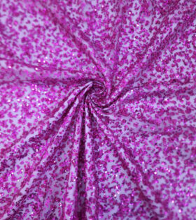 Glitzy Sequins Tulle - Cerise Pink