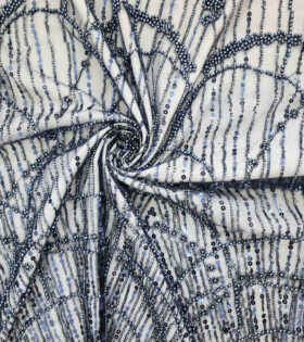 Luella Beaded Tulle - Navy Blue