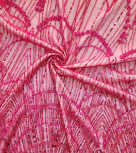Luella Beaded Tulle - Cerise Pink