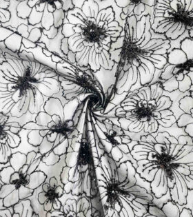 Monochrome Floral Tulle - Black