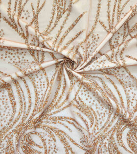 Two Tone Metallic Tulle - Rust