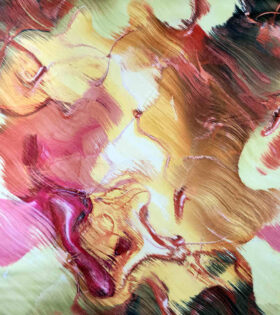 Digital Printed Duchess Satin - Abstract- Sulphur Yellow