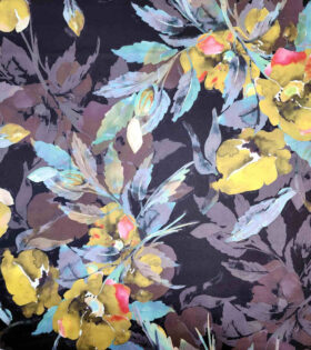 Digital Printed Duchess Satin - Floral- Black